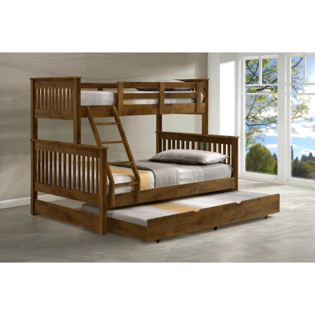 #1   Americana Solid Wood Double Decker Triple Bunk Bed picket and rail