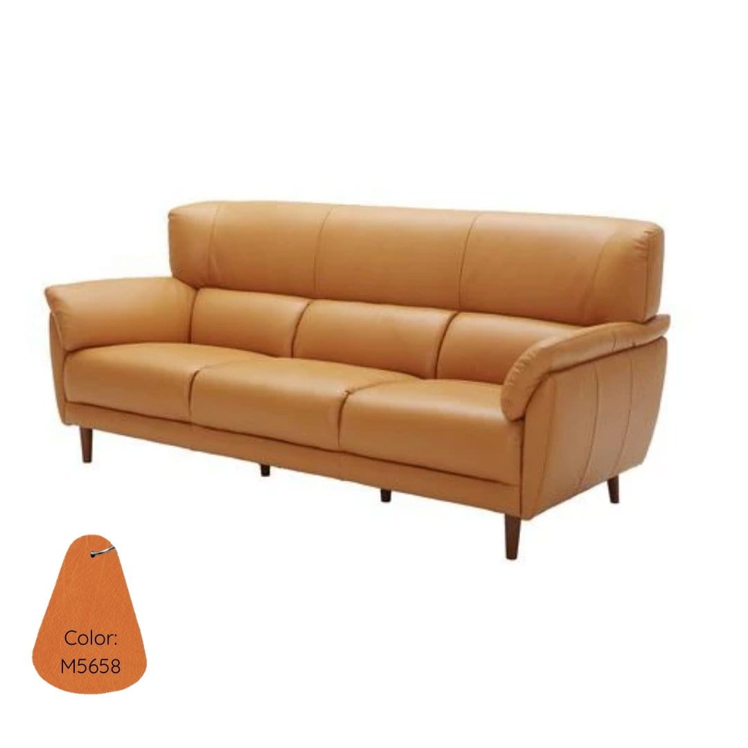 #1 KUKA #5371 Top Grain 3-Seater Highback Leather Sofa (Color: M5658) picket and rail