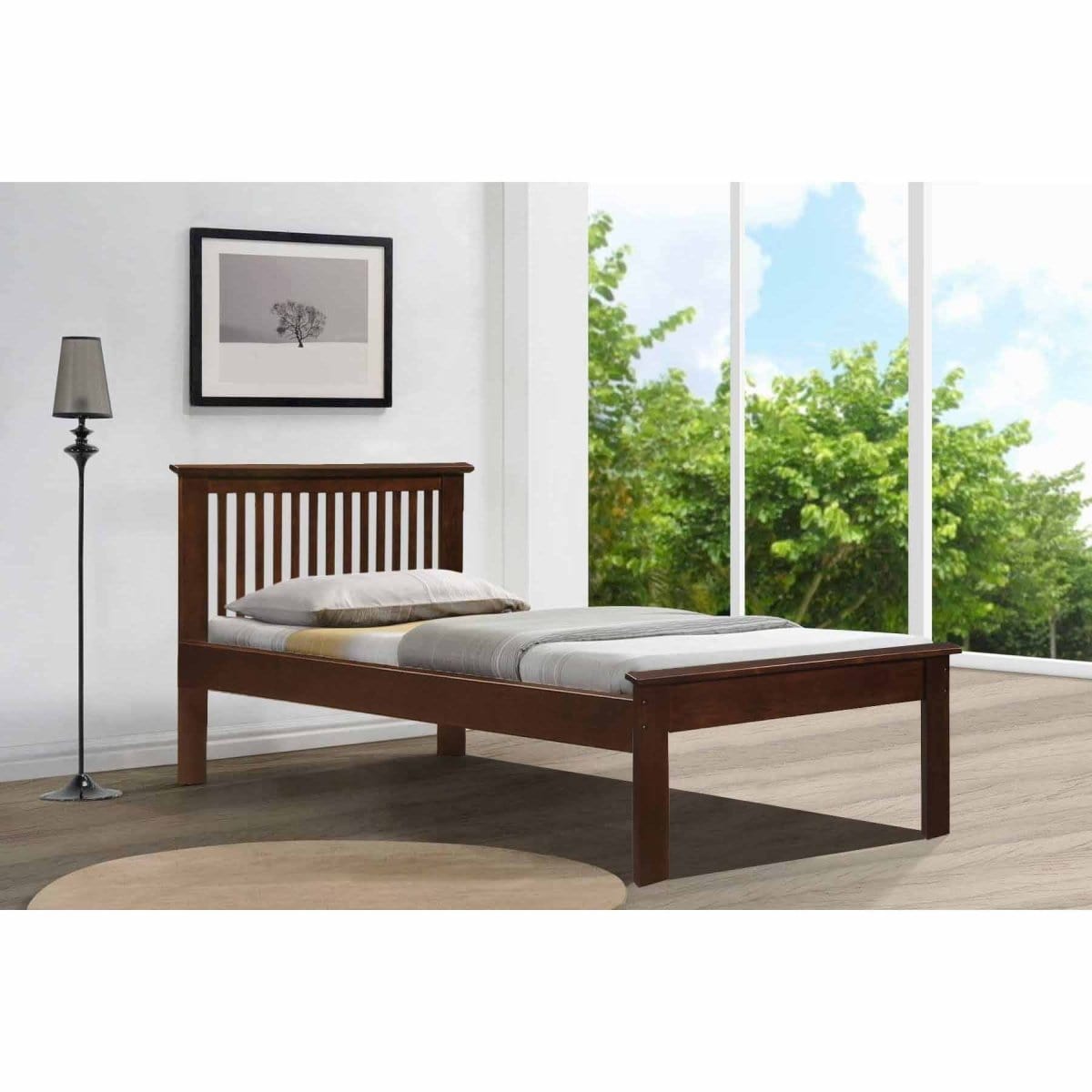 #1   Mission XII Solid Wood Single Bed picket and rail