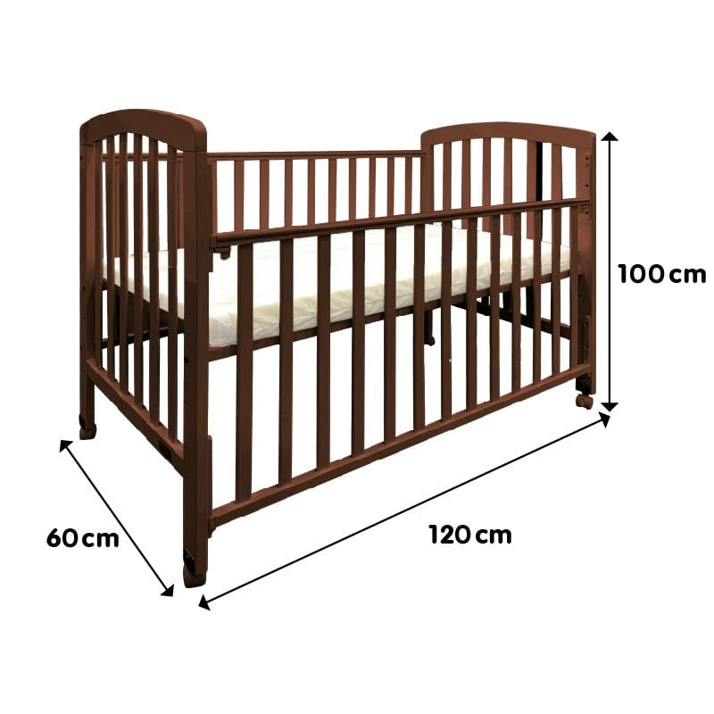 #1  Picket&amp;Rail 6-in-1 Solid Hardwood Baby Cot with Drop-Side Gate 892 (120x60cm) Col: Brown picket and rail