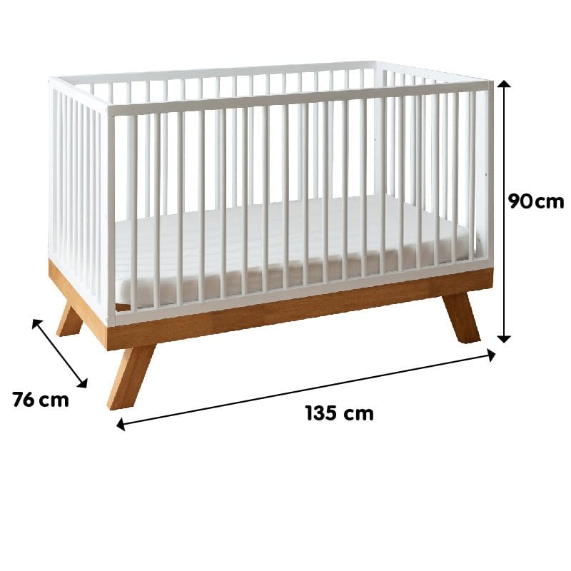 #1 Picket&amp;Rail Scalia 4-in-1 Solid Wood Convertible Baby Cot (130x70cm) Col: White picket and rail