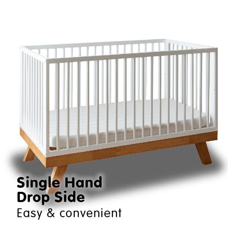 #1 Picket&amp;Rail Scalia 4-in-1 Solid Wood Convertible Baby Cot (130x70cm) Col: White picket and rail