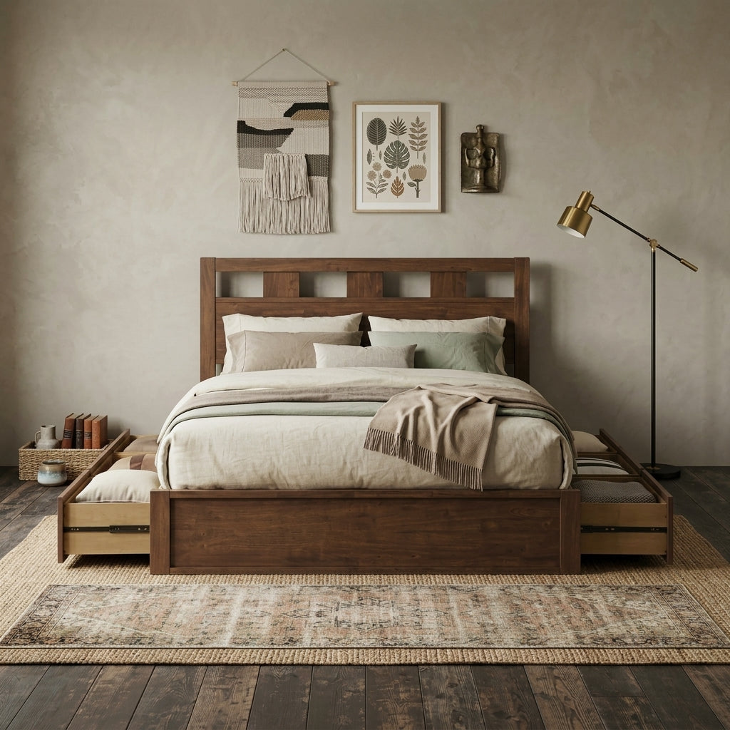 Ashton 6-Drawer Solid Wood Queen Size Storage Bed