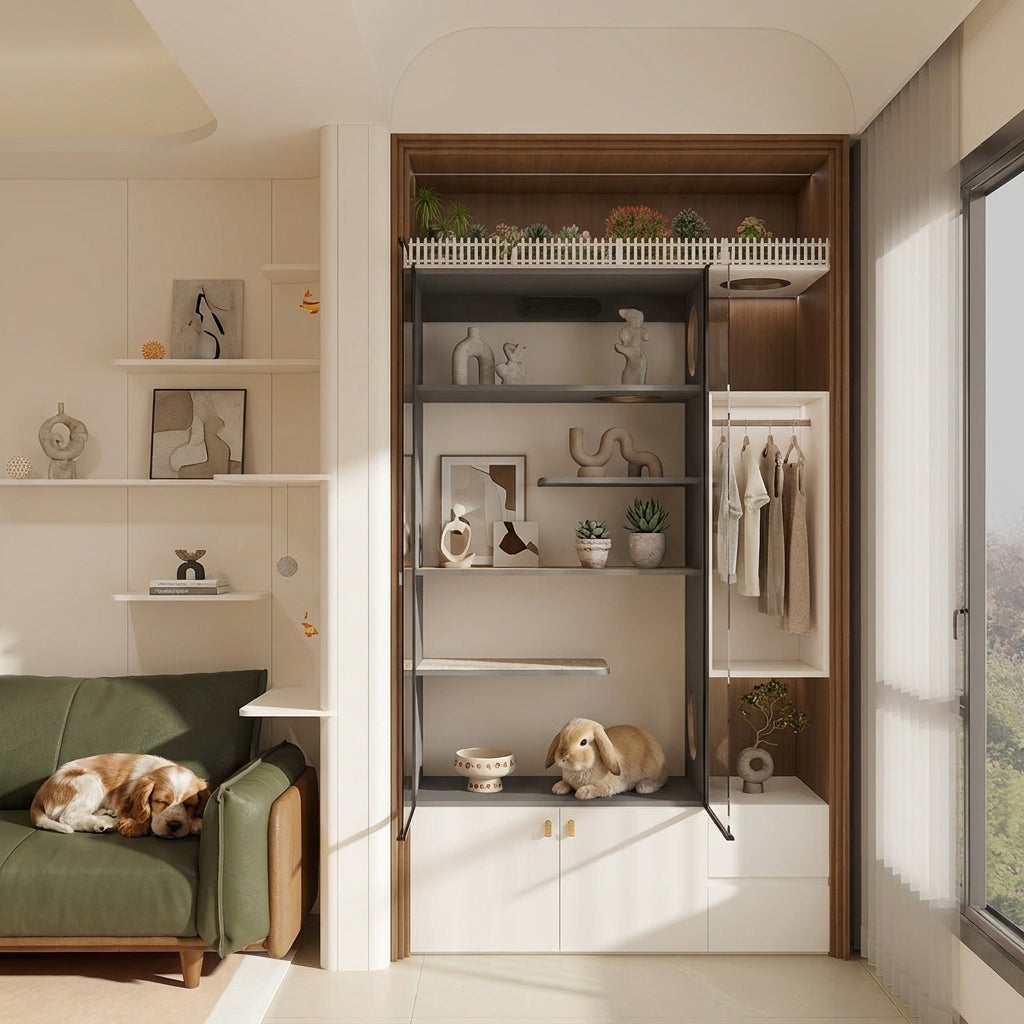 Pet cabinet and TV living space
