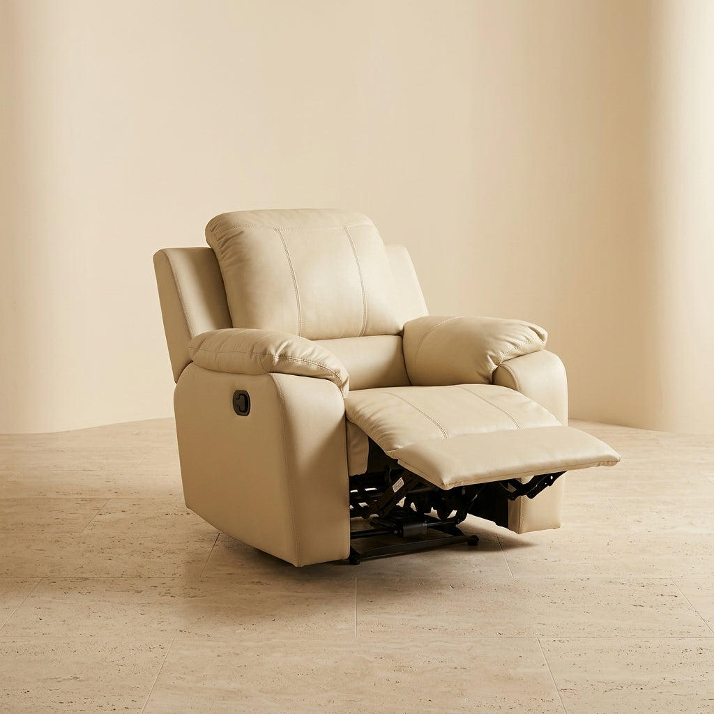 RC0011 Manual Recliner Sofa | Rocking | Off White Leather | Special Offer