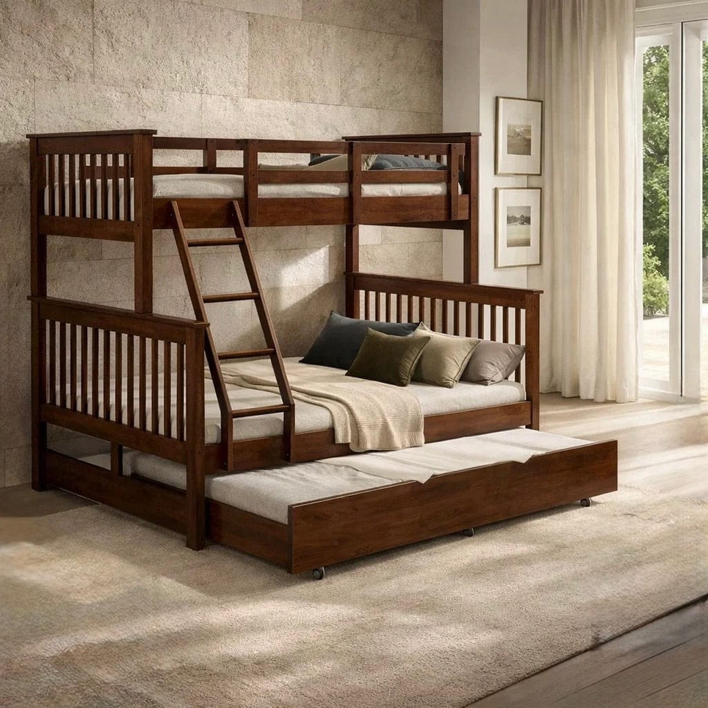 solid wood triple bunk bed