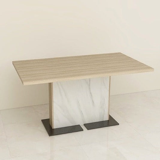 Adjustable-Height Custom Textured-Top Pedestal Dining Table picket and rail