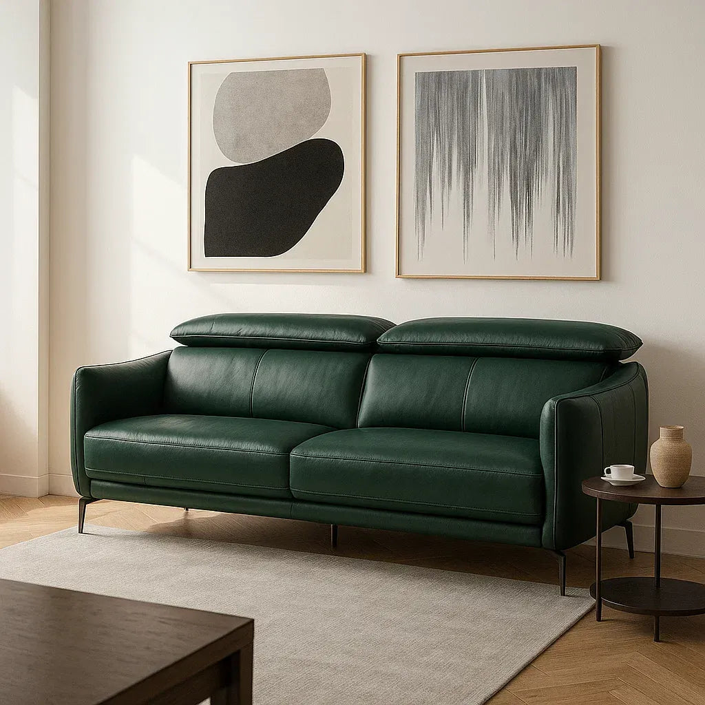 Americana 3 Seater (MB0672) Length 1.95m Full Top Grain Leather Sofa Italian Minimalist picket and rail