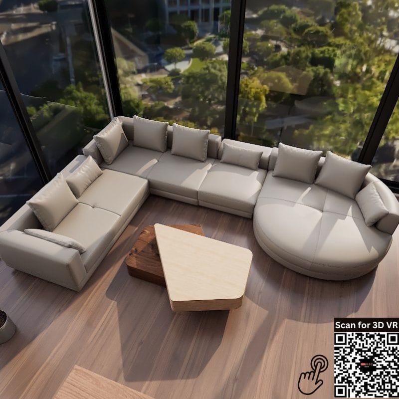 Americana ZX 4.82m 3-Seater/L-Shape Italian Minimalist Design Top Grain Leather Sofa picket and rail