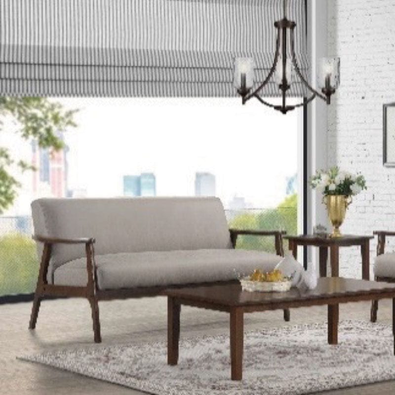 Casper 1/2/3-Seater Fabric-Upholstered Wooden Sofa - Walnut (ITG-2338FC) picket and rail