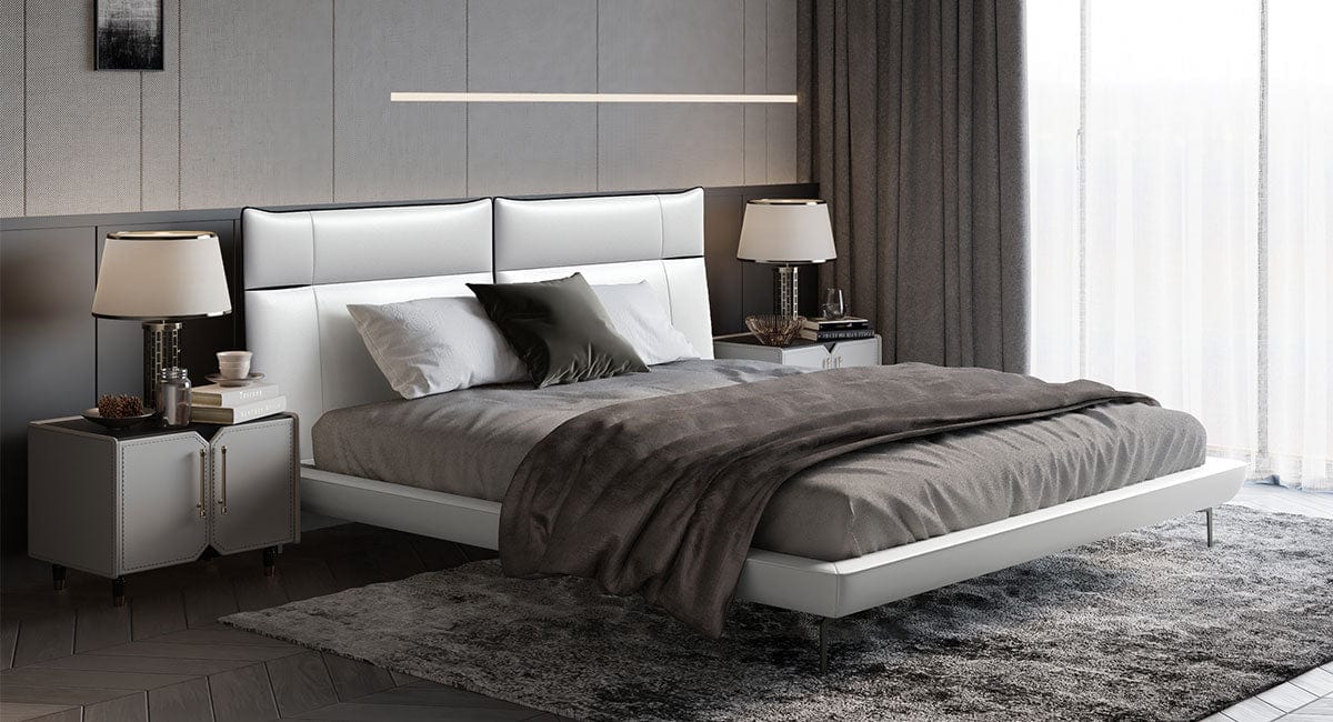 Cavalli Italia® COLLODI Modern Leather Upholstered Bed picket and rail
