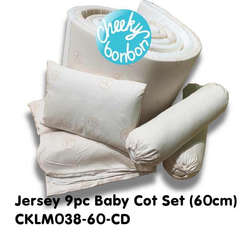Cheeky Bon Bon Soft Cotton Jersey 9pc Baby Cot Complete Set for Newborn (60x120cm) CKLM038/60-CD picket and rail