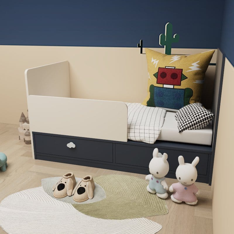 Custom Kids &amp; Toddler Tatami Storage Bed with Flip-Down Doors &amp; Side Guard picket and rail
