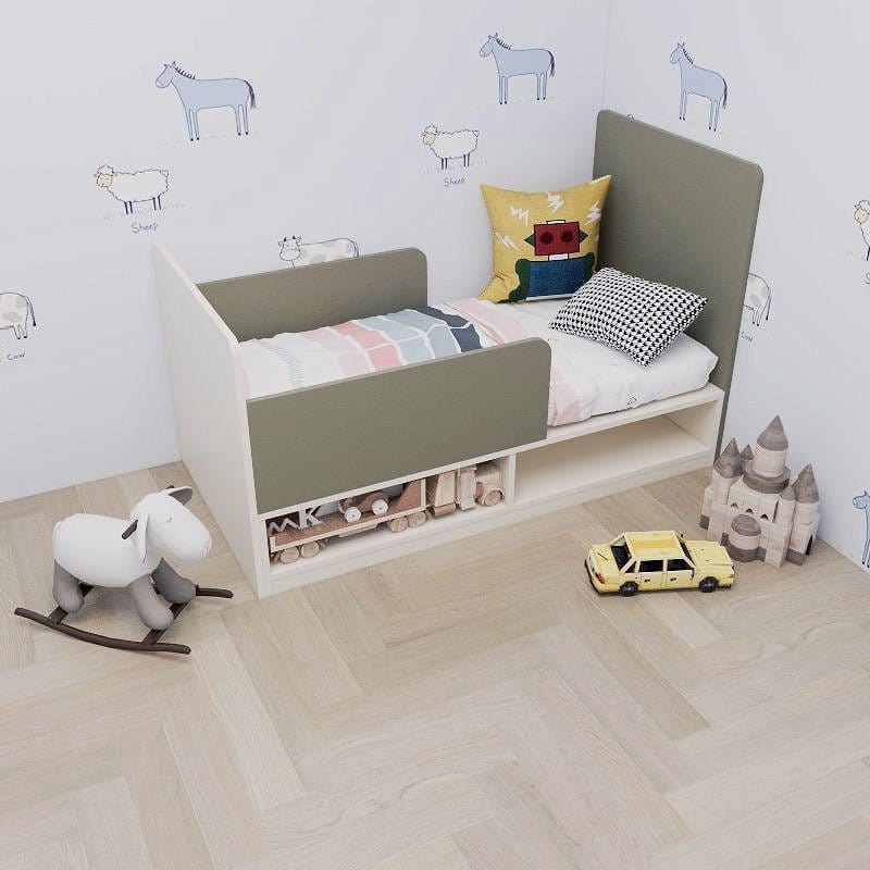 Custom Kids &amp; Toddler Tatami Storage Bed with Side Guards picket and rail