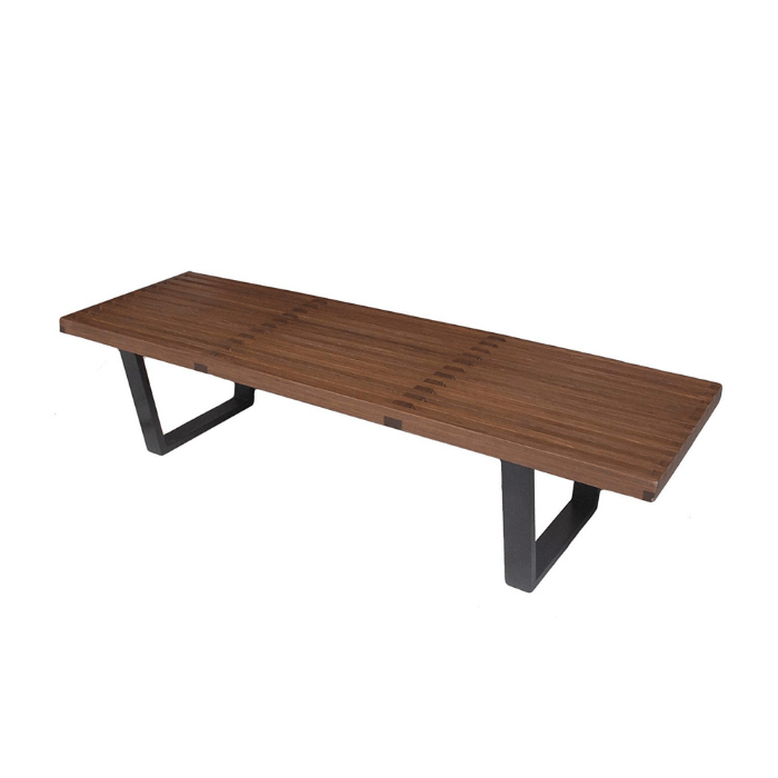 Custom Solid Wood Bench with Black Powder Coated Base - CT3005 picket and rail