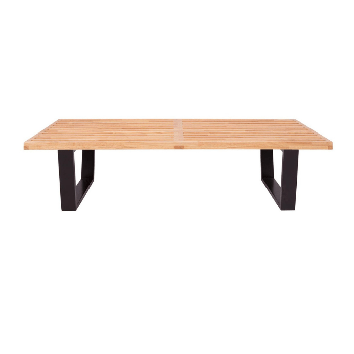 Custom Solid Wood Bench with Black Powder Coated Base - CT3005 picket and rail