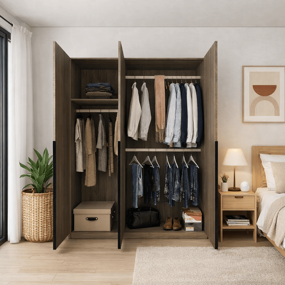 Custom Wardrobe System SSW1 Length 1.2-1.5m Swing Door System (Built-In or Freestanding) picket and rail