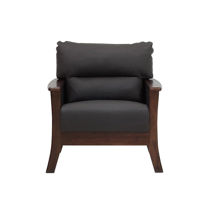 Davis 1-Seater Solid Wood Frame Leather-Upholstered Sofa picket and rail