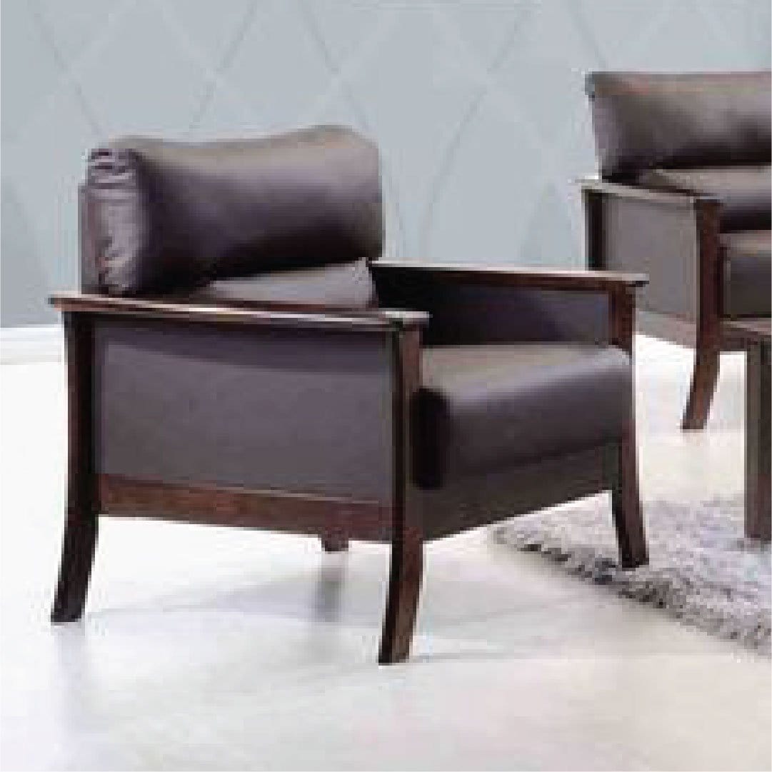 Davis 1-Seater Solid Wood Frame Leather-Upholstered Sofa picket and rail