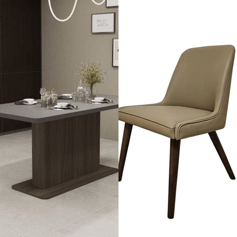 Dining Set Bundle - 1.6/1.8m Custom Textured-Top Dining Table + 4/6/8 PU-Leather Upholstered Americana Dining Chairs (DSB9) picket and rail
