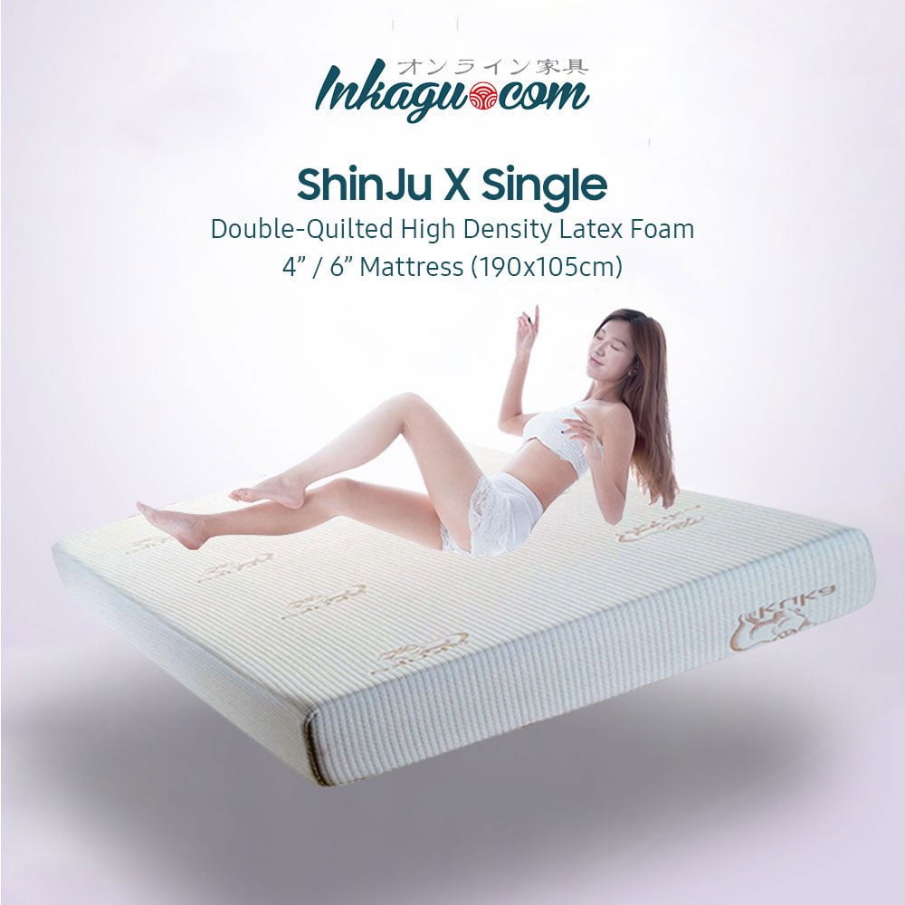Inkagu 真珠 ShinJu X Single Latex High-Density Foam Mattress 4/6 Inch Thickness (SXS4/SXS6) picket and rail