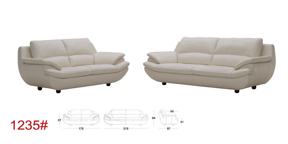 KUKA #1235 Full Leather Sofa (2/3-Seater) (M Series) (I) picket and rail