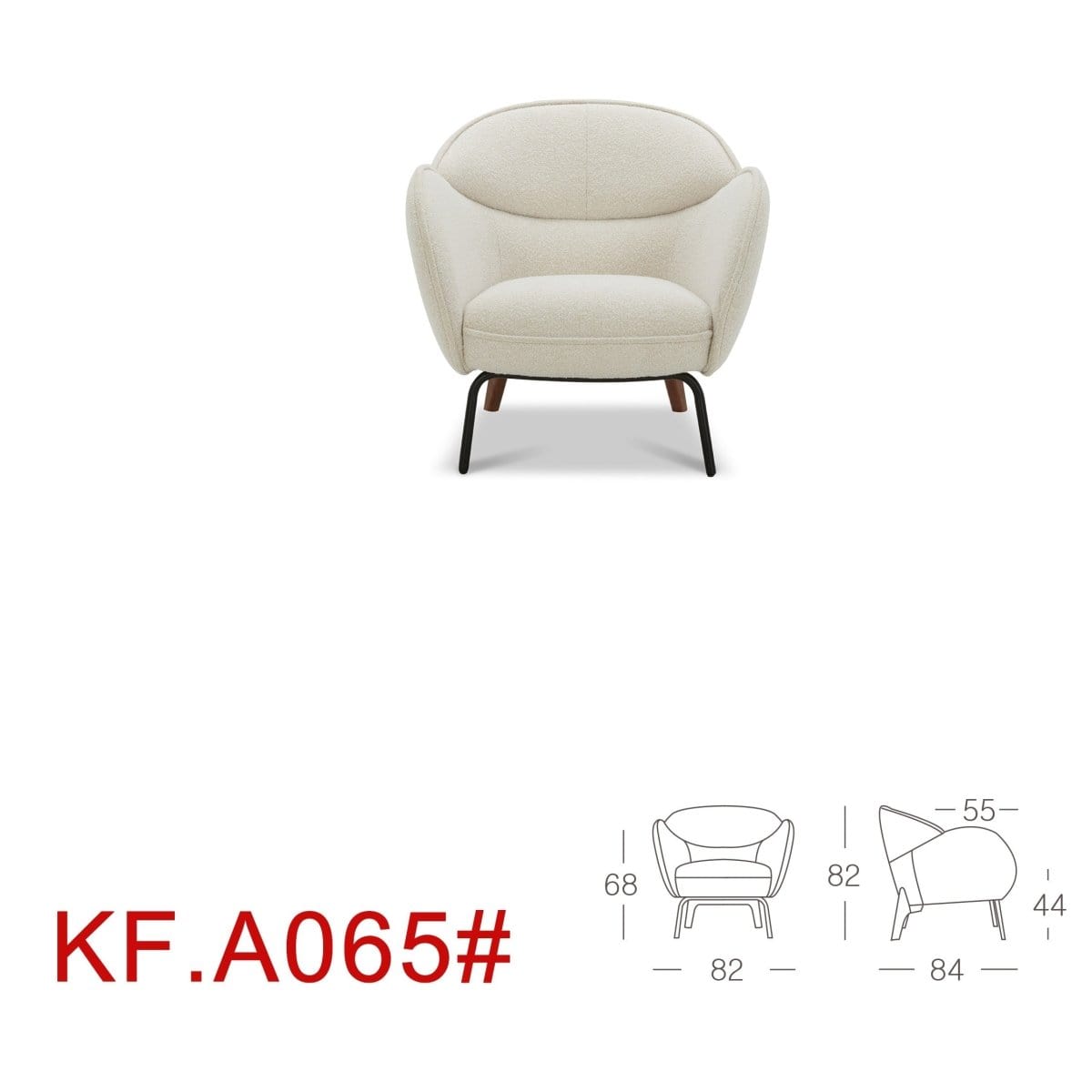 KUKA #KF.A065 Fabric Lounge Chair (Fabric C) (I) picket and rail