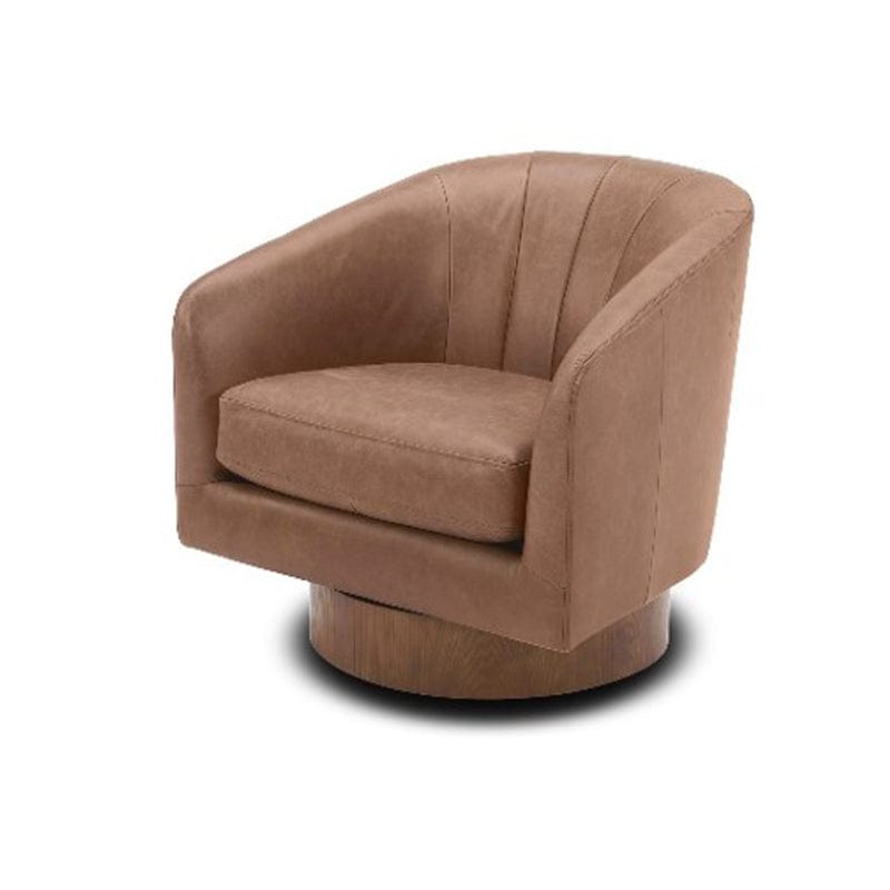 KUKA Lounge Swivel Chair KF.A1079B - Full Top Grain Leather/Fabric picket and rail