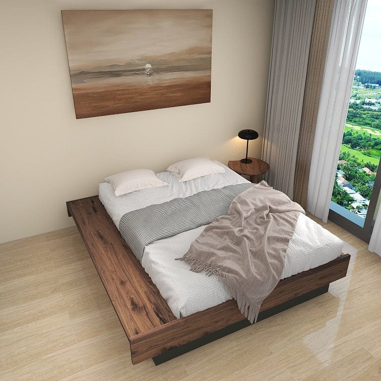 Norya Wooden Bed Series - Solid Wood American Walnut (NCP15A1) picket and rail