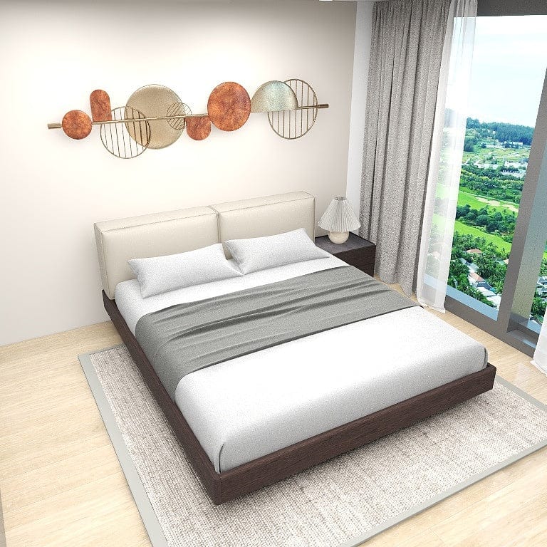 Norya Wooden Bed Series - Solid Wood European Red Oak (RCQ18N) picket and rail