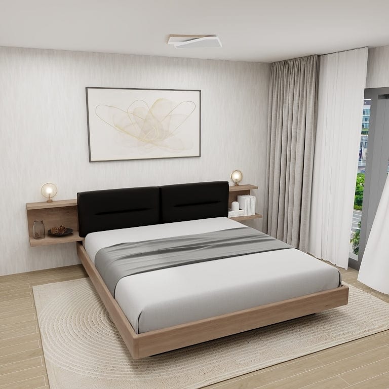 Norya Wooden Bed Series - Solid Wood European White Oak (XCF18N2) picket and rail