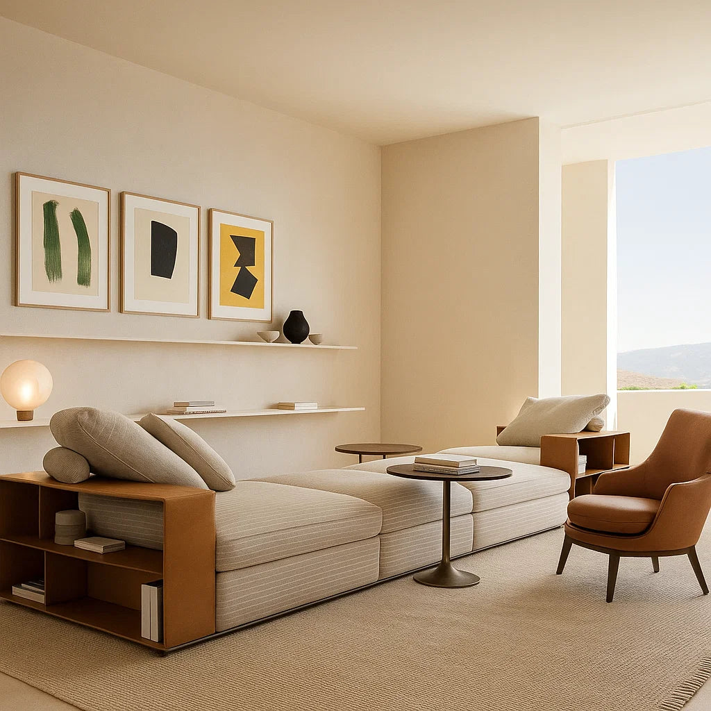 Pietra (SF-12035) - Italian Minimalist Custom Sofa Bespoke in Leather & Fabric picket and rail