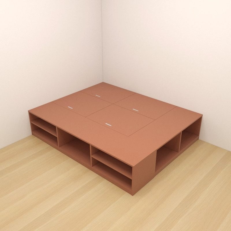 Tatami King Storage Bed 4-Top Swing Door 7-Open Shelves - Assorted Colors (TK7) picket and rail