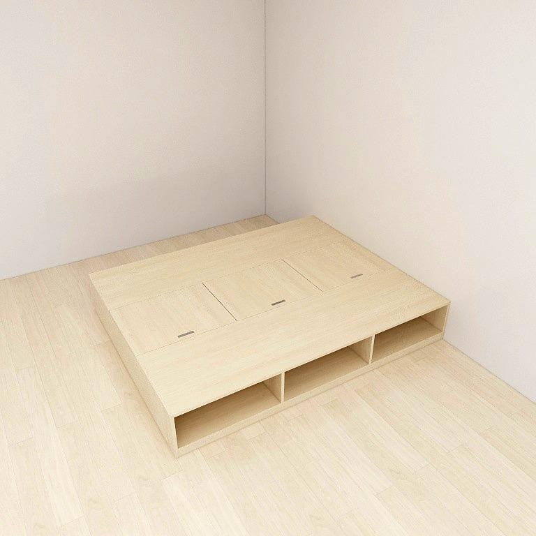 Tatami Queen Storage Bed - 3-Top Swing Door 6-Open Shelves - Assorted Colors (TQ10) picket and rail