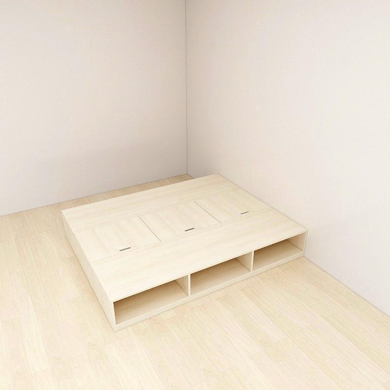 Tatami Queen Storage Bed - 3-Top Swing Door 6-Open Shelves - Assorted Colors (TQ10) picket and rail