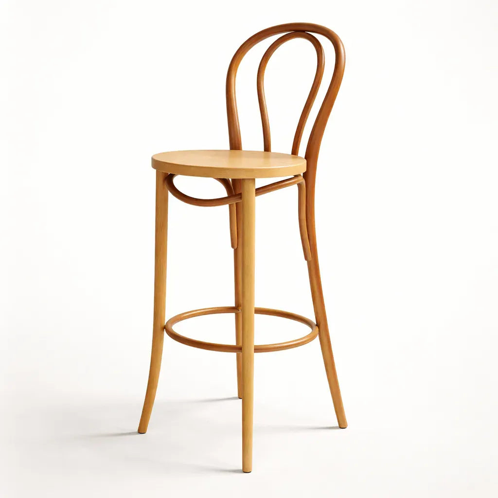 Vienna Bar Chair (BS14A) Parisian Style Solid Wood American Beech Bentwood Dining Chair - Walnut/Oak/Black picket and rail