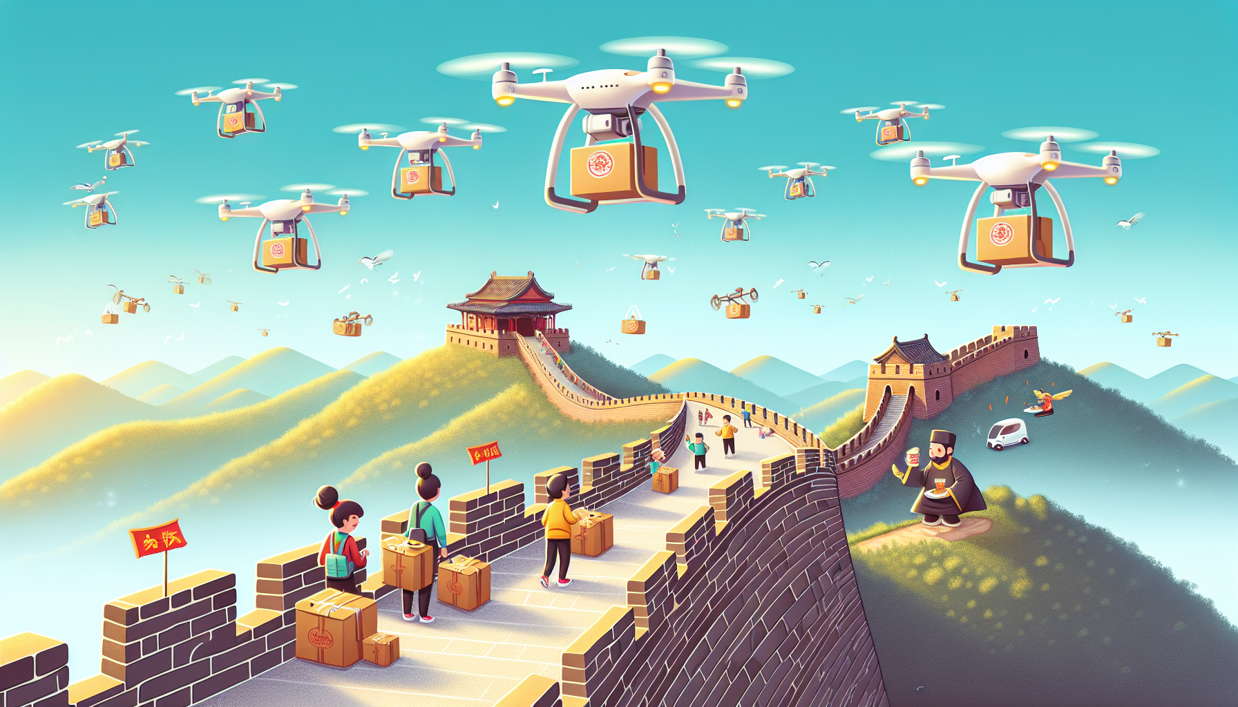 Dine with a Bird's-Eye View: Drone Food Delivery at the Great Wall