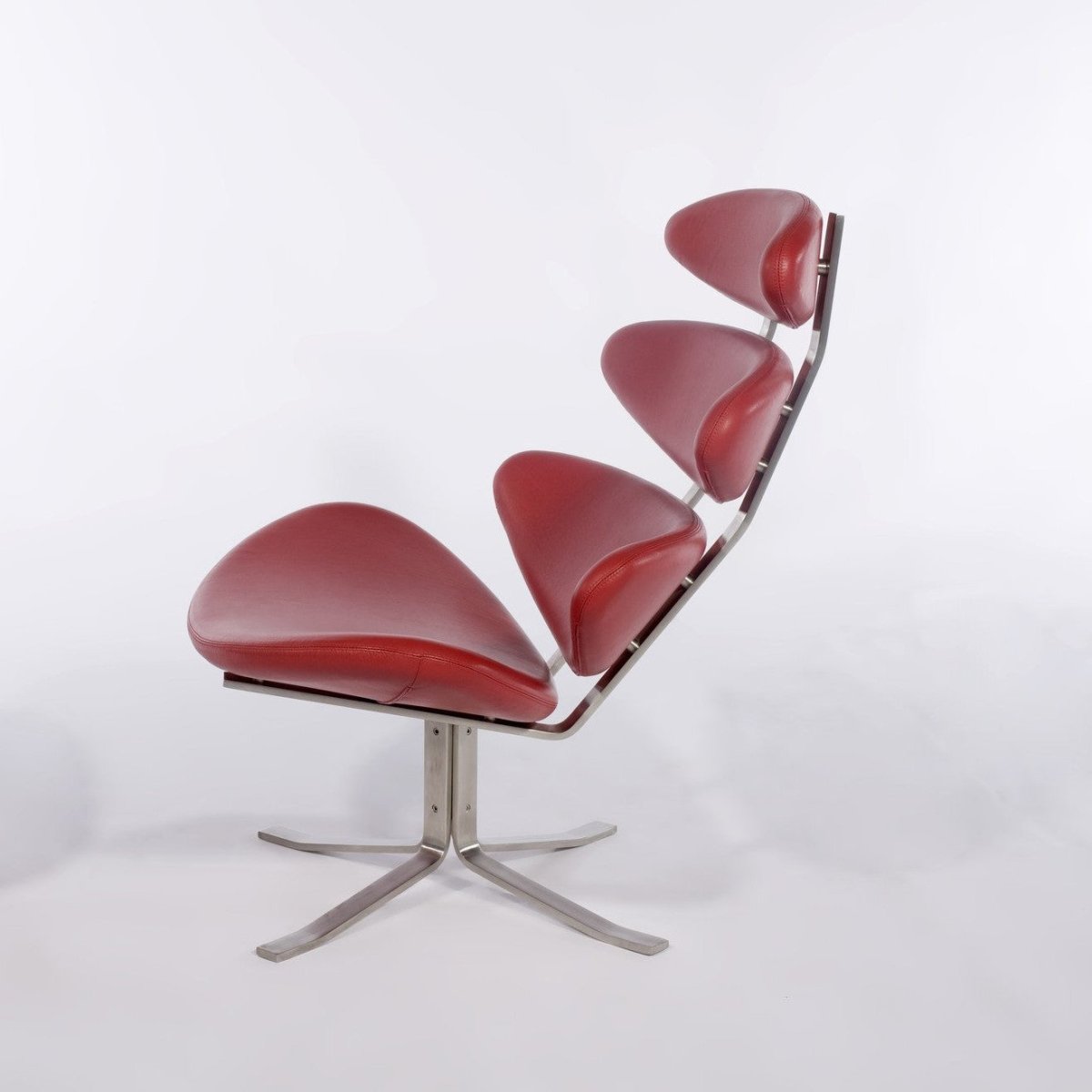 Poul Volther Stainless Steel Fame Lounge Chair with Ottoman Picket