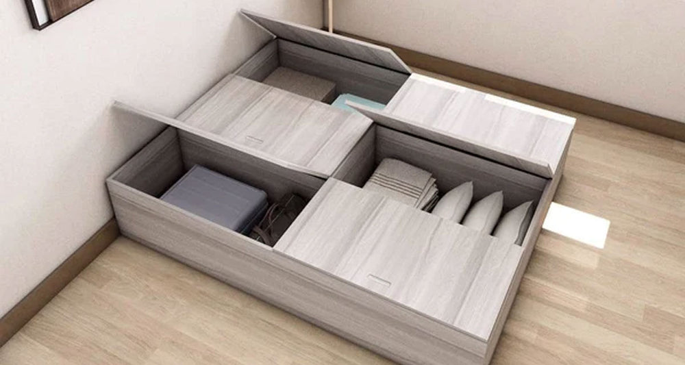 What is a platform bed frame with storage, and how does it differ from