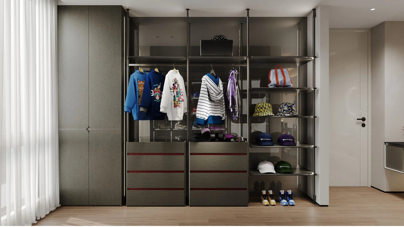 Shoe Cabinet Carpentry - Custom / 40+ Colors / Full Height / Seat