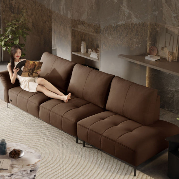 KUKA #1237 3-Seater Minimalist Design Top Grain Leather Daybed Sofa with Adjustable Armrest (Factory Direct)