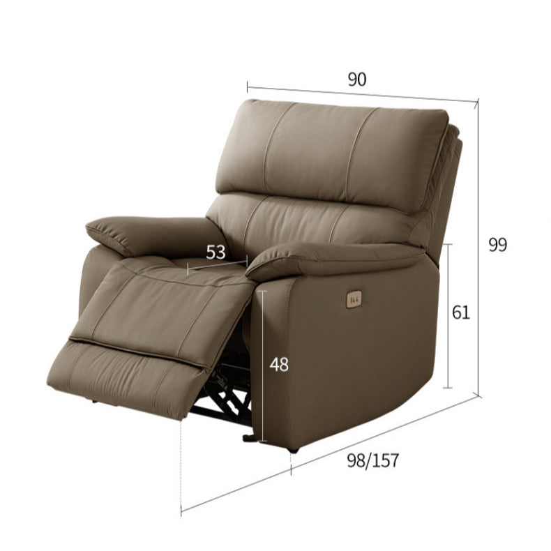 KUKA #A066 1-Seater Minimalist Design Top Grain Leather Electric Rocking Recliner (Factory Direct)