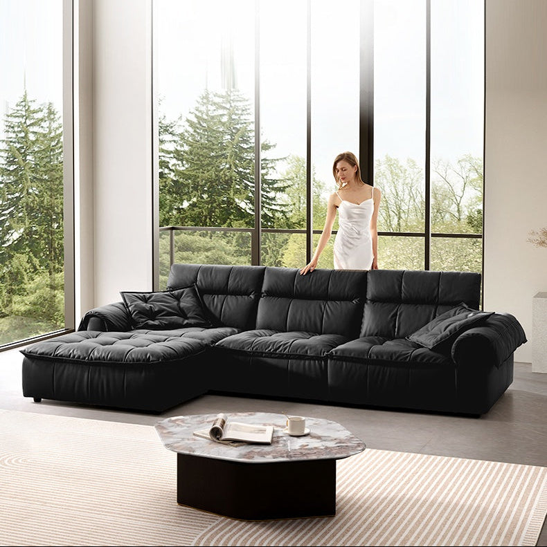 KUKA #1199 3-Seater/L-Shape Minimalist Design Top Grain Leather Sofa (Factory Direct)