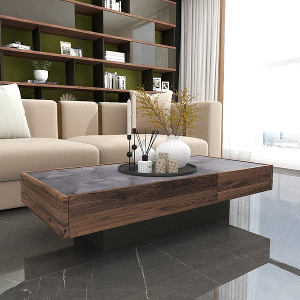 Norya 1.45m Solid Walnut & Oak Wood Custom Coffee Table - American Wal ...
