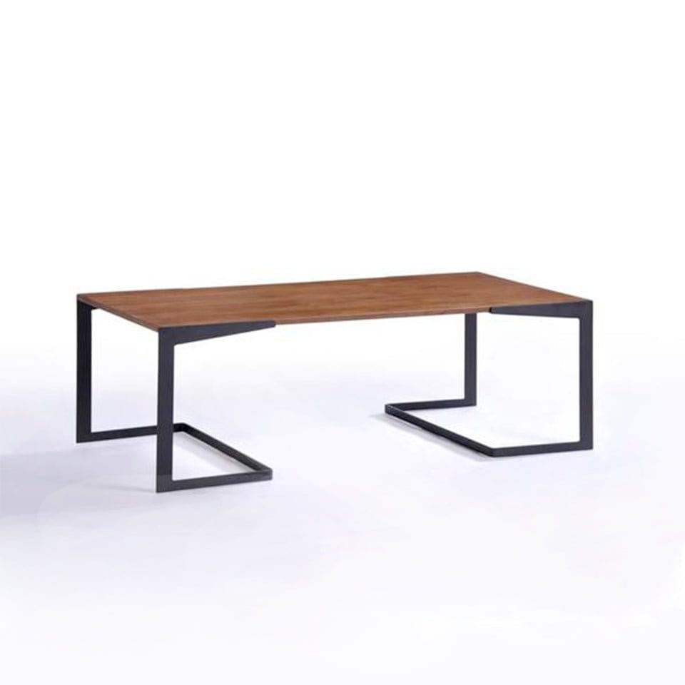 #1 Abigail Solid Wood Top Coffee Table w/Black Metal Cantilever-Styled Legs picket and rail
