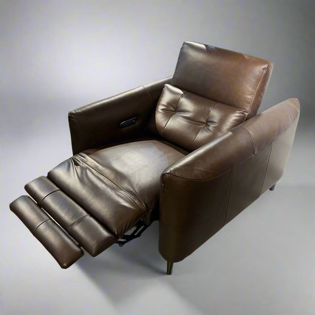 #1 Americana 1-Seater (RN0941) Zero Wall Full Top Grain Leather Electric Recliner Sofa (I) picket and rail