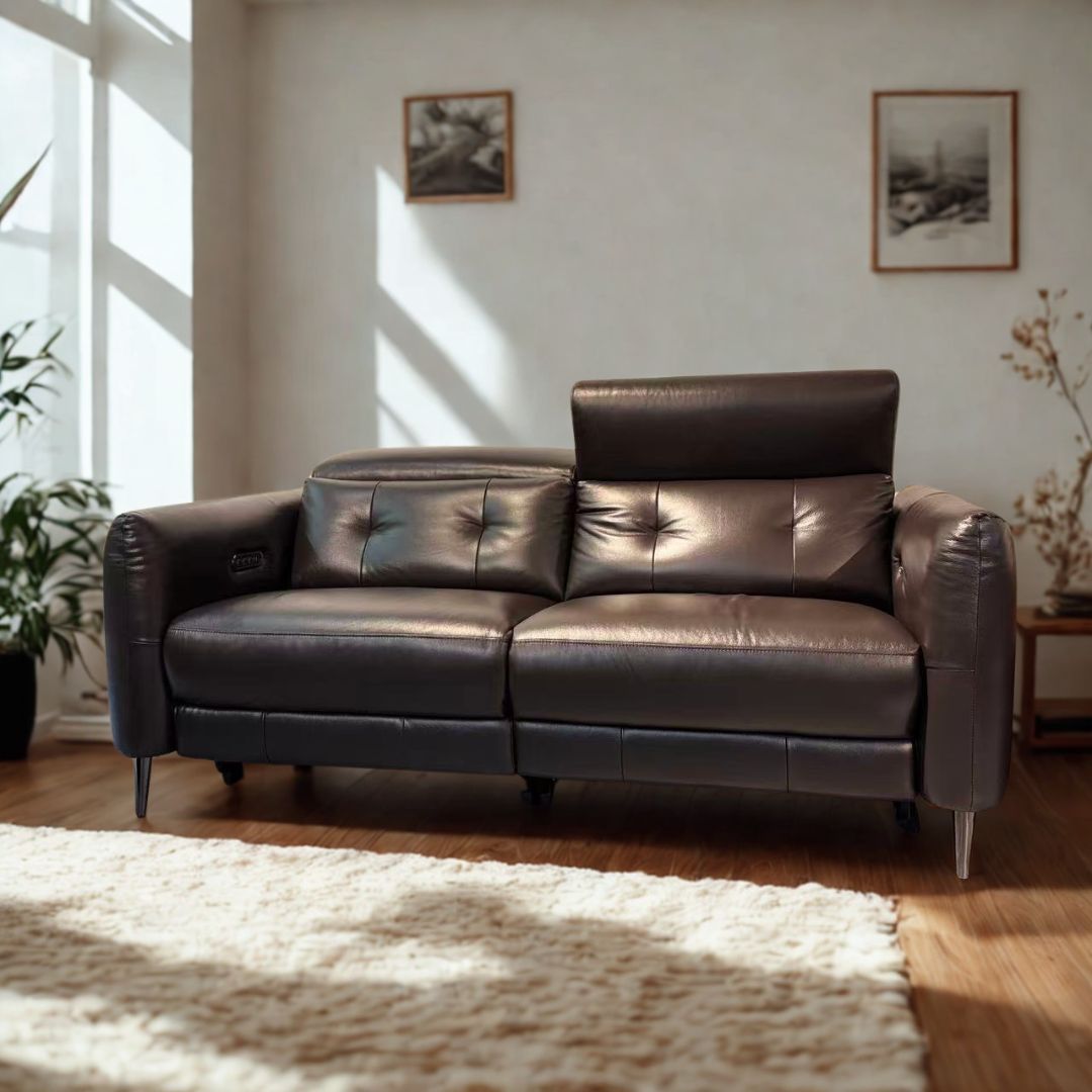 #1 Americana 3-Seater/L-Shape (RN0941) 2.02m Zero Wall Full Top Grain Leather Wall Hugging Electric Recliner Sofa (I) picket and rail