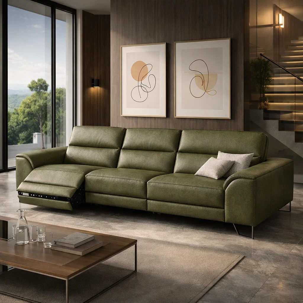 #1 Americana 3-Seater (RN0930) 2.38m Custom Modular Zero Wall Full Top Grain Leather Electric Recliner Sofa (I) picket and rail