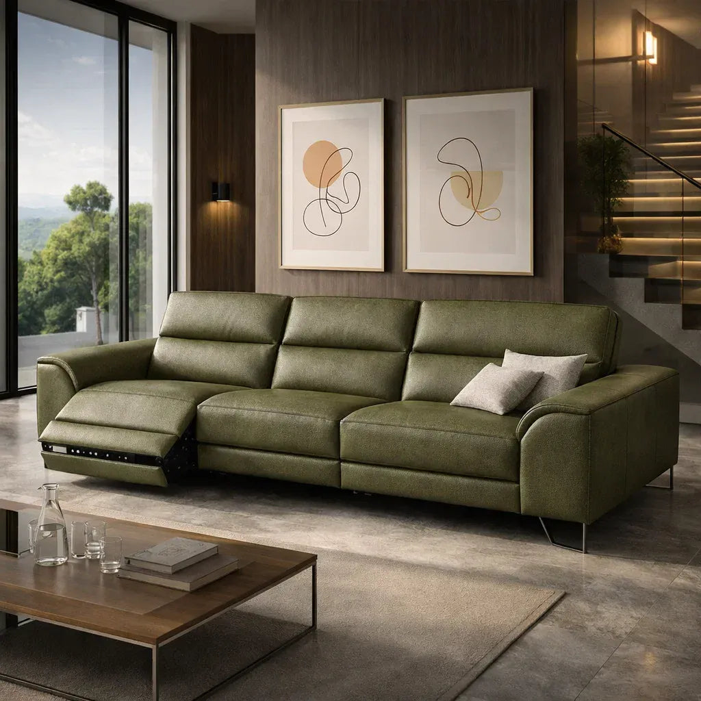 #1 Americana 3-Seater (RN0930) 2.38m Custom Modular Zero Wall Full Top Grain Leather Electric Recliner Sofa (I) picket and rail