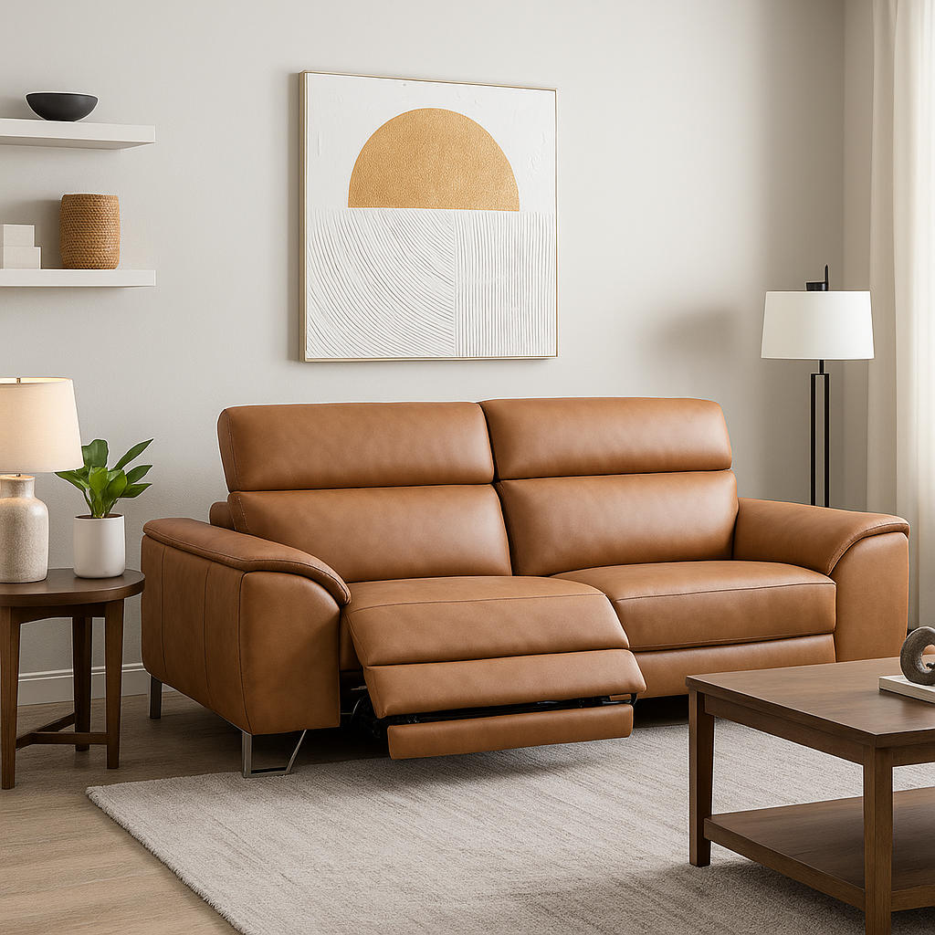 #1 Americana 3-Seater (RN0930) 2.38m Zero Wall Full Top Grain Leather Electric Recliner Sofa (I) picket and rail